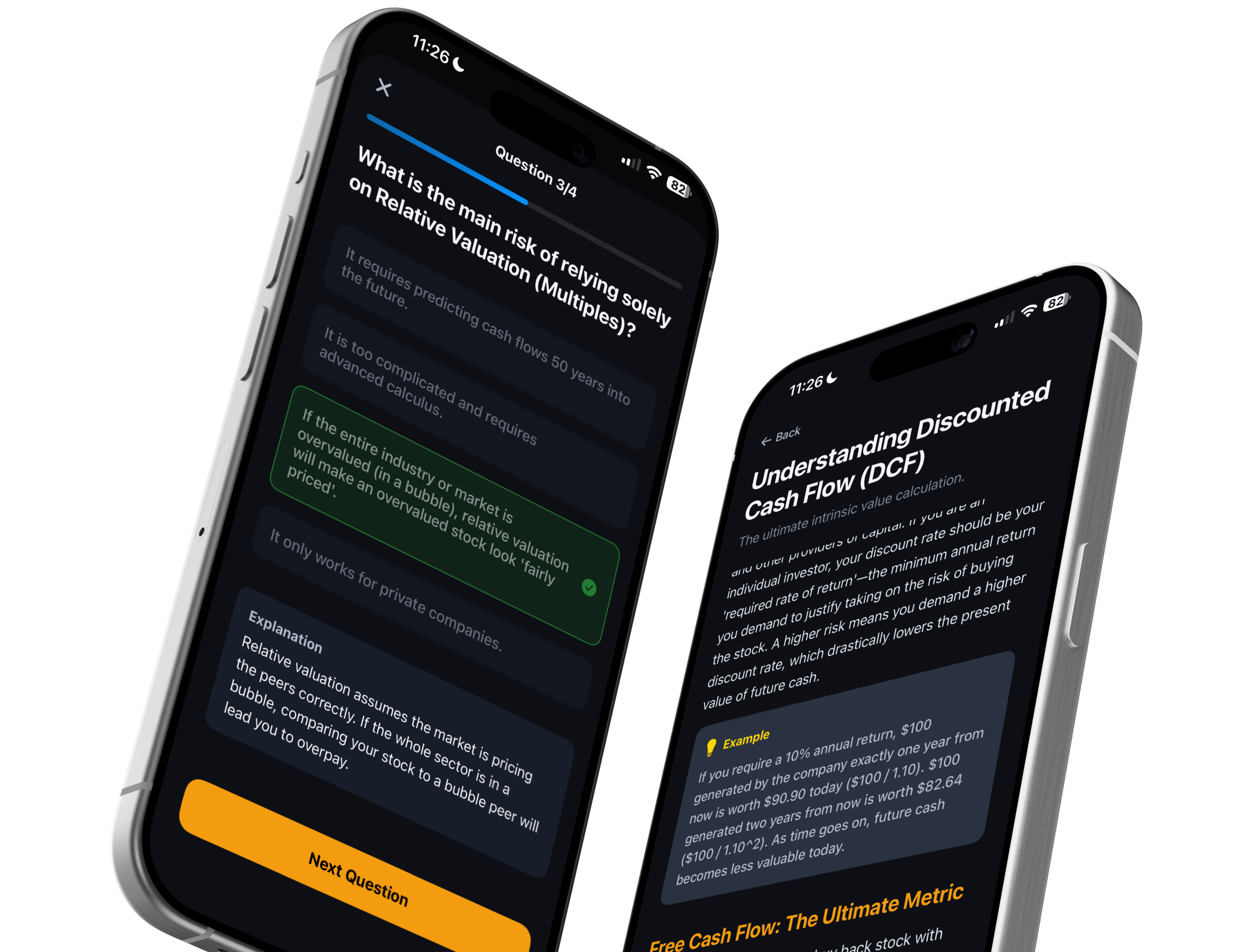 Learning courses with progress tracking